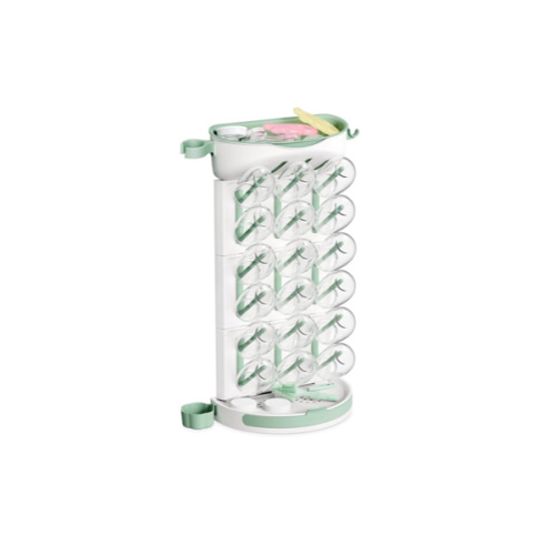 Momcozy DIY Larger Bottle Drying Rack for 18 Bottles, Space Saving Countertop Vertical Rack with Brushes Holder, Detachable Travel Bottle Rack for Baby Accessories & Pump Parts