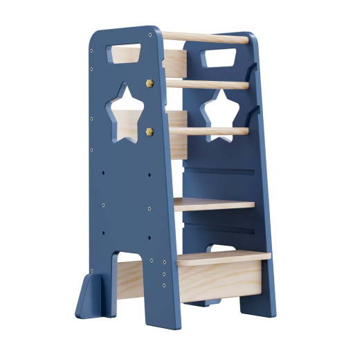 Triple Tree, Toddler Standing Tower, 3 Levels Height-Adjustable Blue