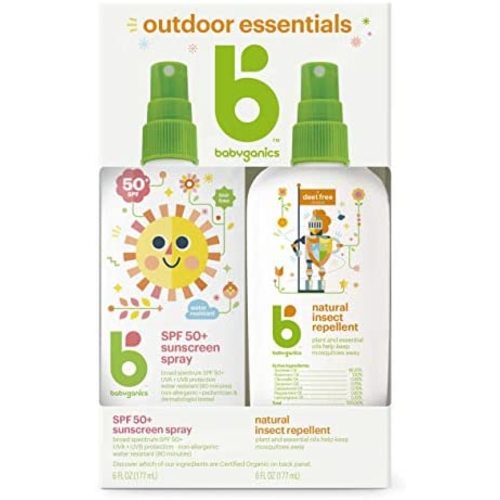 Babyganics 50 SPF Baby Sunscreen Spray and Bug Spray | Octinoxate & Oxybenzone Free | DEET Free, 6oz each, Combo 2 Pack