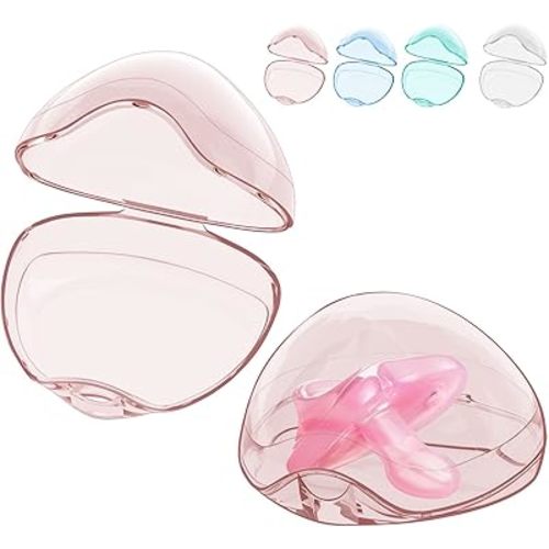 Smlpuame Pacifier Case,2 Pack BPA Free Pacifier Holder Case,Transparent Container Box for Baby Binky(Not Included),Essential Pacifier Accessories,Alway Keep Paci Clean,Easy to Clean(Pink)