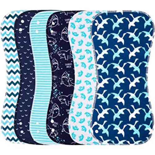 Baby Burp Cloths & Baby Bibs 2-in-1 Design Large Size 3 Layers Thicken 100% Cotton Super Absorbent and Soft Baby Spit Up Burping Rags Baby Burp Cloth Set for Boys 6 Pack