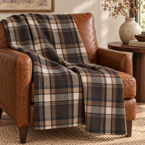 Plaid Throw Blanket, Cozy Tartan Microfiber Blanket, Fall and Christmas Home Decor, 4 Options