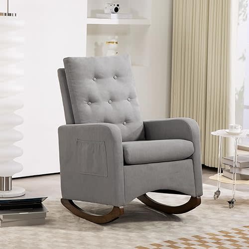 Upholstered Rocking Chair - Gray