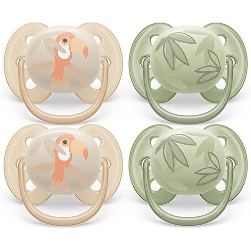 Philips Avent Ultra Soft Pacifier - 4 x Soft and Flexible Baby Pacifiers for Babies Aged 0-6 Months, BPA Free with Sterilizer Carry Case, SCF091/24
