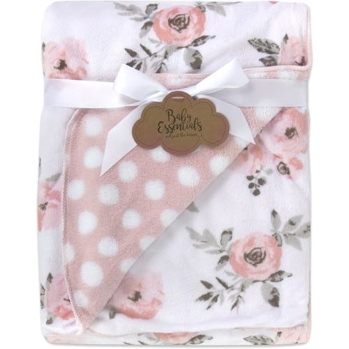 Sherpa Fleece Baby Blankets for Boys and Girls – Colorful, Reversible Baby Blankets for Newborns, Infants, Toddlers, and Nursery (Floral & Polka Dot)