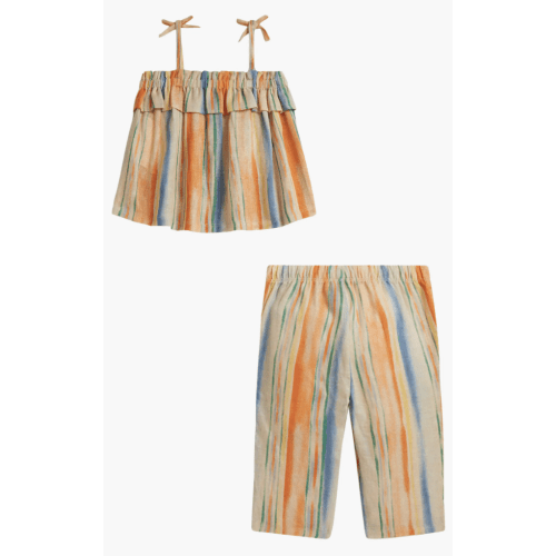 Ralph Lauren Stripe Linen top and pants, 9M
