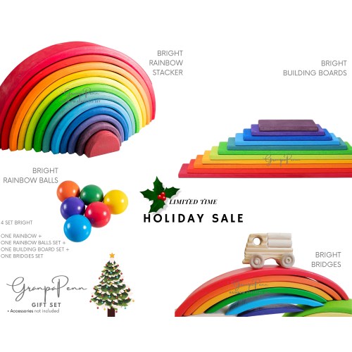 Large Wooden Bright Grimm's style Rainbow Stacker Toy, Waldorf Rainbow Stacker, Rainbow Wooden Puzzle, Nursery, Montessori Toys