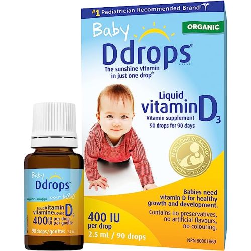 Organic Baby Ddrops 400 IU 90 drops - Daily Liquid Vitamin D for Infants (Pack of 1)