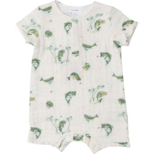 Bass Henley Shortall, White - Angel Dear Rompers | Maisonette