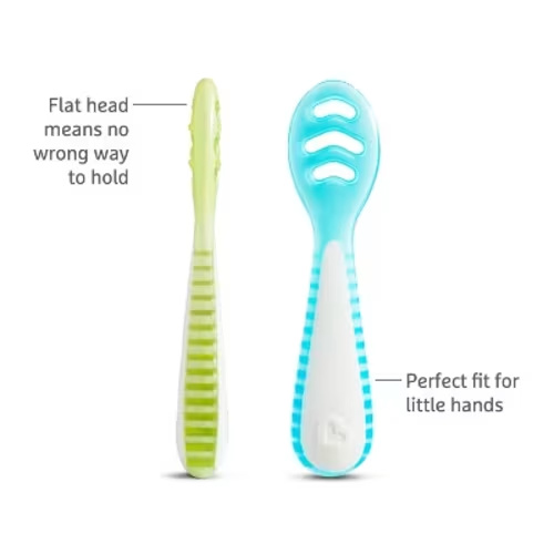 Munchkin Gentle Dip Self-Feeding Spoons - Blue/Mint - 3pk
