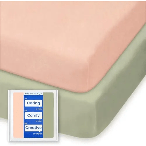 Pack and Play Mattress Sheets, TotBasic Premium Jersey Cotton Mini Crib Sheets Fitted, Ultra Soft Pack N Play Sheet for Girls Boys, Soft and Breathable Portable Crib Sheets for Pack and Play Mattress
