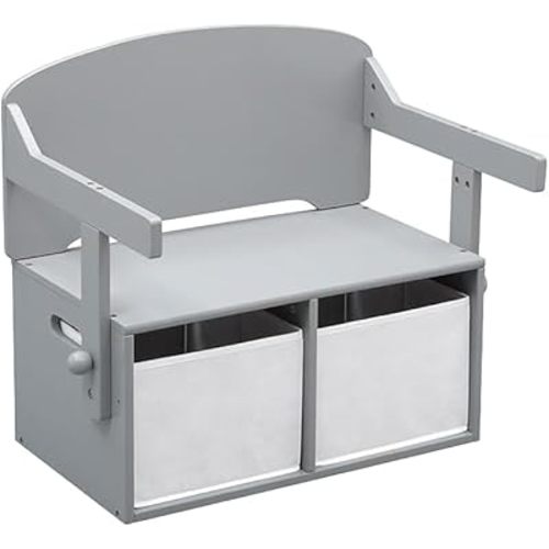 Delta Children MySize Kids Convertible Activity Bench - Greenguard Gold Certified, Grey