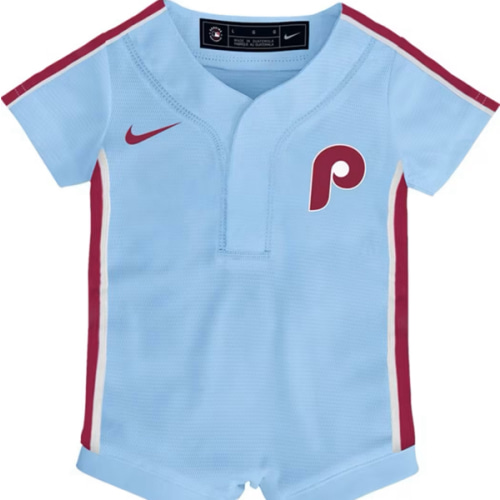 Philadelphia Phillies Nike Baby LIGHT BLUE Alt 2 Replica Romper Baseball Jersey - 133418371