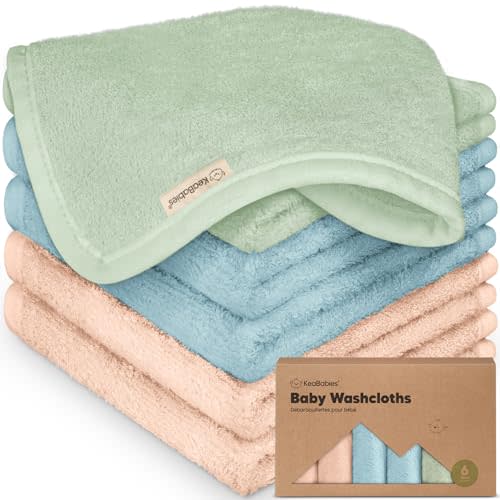 6-Pack Baby Washcloths - Soft Viscose from Bamboo Washcloth, Baby Wash Cloths for Newborn, Kids, Bath Baby Towels, Face Towel, Face Cloths for Washing Face (Mellow)