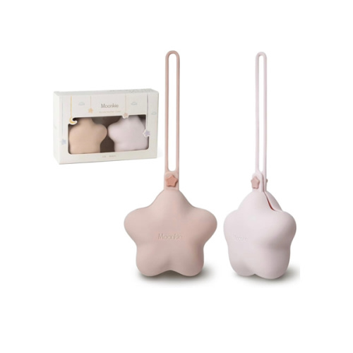 Moonkie Silicone Pacifier Holder Case, Cute Portable Pacifier Storage Case, 2 Pack