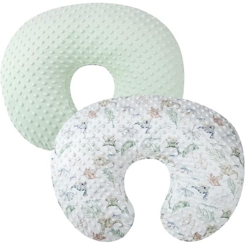 Dot Nursing Pillow Cover Set 2 Pack Nursing Pillow Slipcovers, Ultra Soft Compatible with Boppy Pillow,Standard Pillow for Baby Boy Girl Light Green Dinosaur