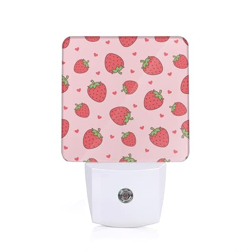 ZTHLL Strawberry Night Light, Cute Night Light Plug into Wall with Dusk to Dawn Sensor, LED Lamp Energy Saving Lights for Men Women Boys Girls,Lamp for Bedroom Bathroom Hallway