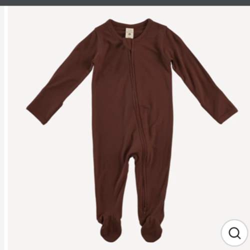 long sleeve two way zipper footie | deep cinnamon | bamboo