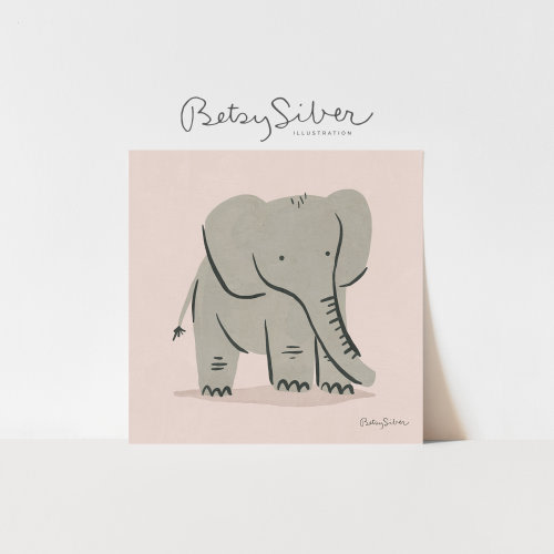 Elephant Art Print on Pink | Kid Room Decor | Nursery Wall Art | Elephant Wall Art | Elephant Poster | Elephant Art Print