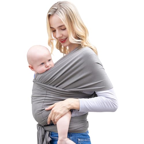 Baby Wraps Carrier, KIDIRA Baby Carrier Wrap Newborn to Toddler - Hands-Free Baby Sling - Infant Carrier Wrap - Adjustable Baby Carrier Sling for Newborn 7 to 35 lbs (Brown)