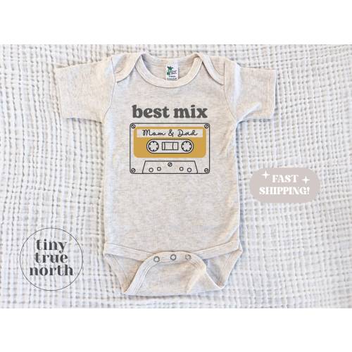 The Perfect Mix Baby One Piece - Retro Cassette Bodysuit - I Love My Mom & Dad Baby Bodysuit - Cute Baby Gift - Baby Shower Gift