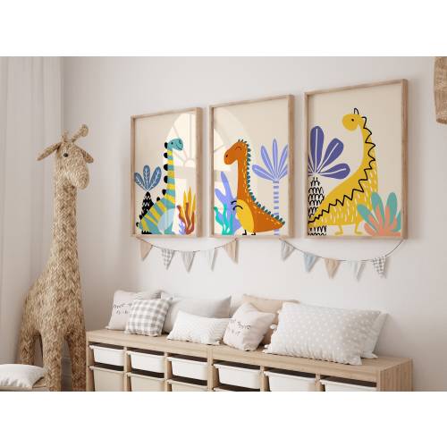 3 Boho Dinosaur Nursery Gallery Wall Set | Baby Boy Nursery | Baby Girl Nursery | Dinosaur Gifts | Digital Download PRINTABLE Dinosaur Decor