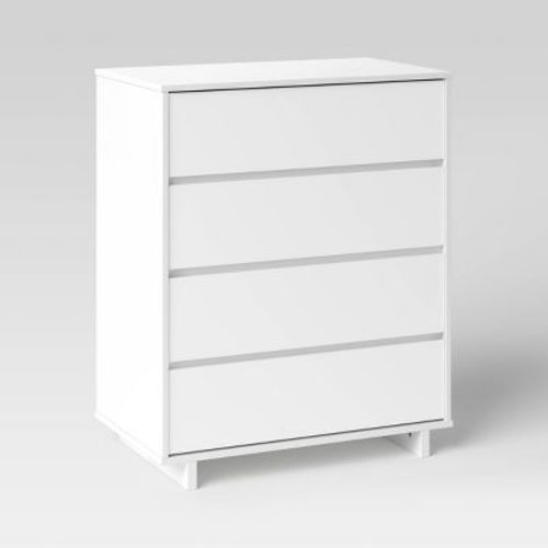Modern 4 Drawer Dresser White - Room Essentials™: Laminated, Streamlined, With Anti-tip Hardware