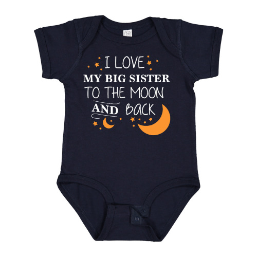 Inktastic I Love My Big Sister To The Moon and Back Boys or Girls Baby Bodysuit