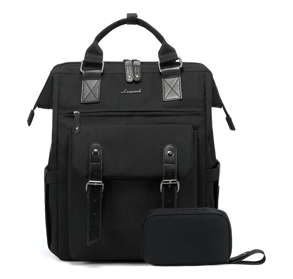 LOVEVOOK Laptop Backpack for Women Work Travel Commuter Backpack Business Computer Bag Doctor Nurse Bags College Backpack Purse, 17 Inch, Black-black