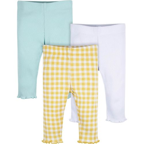 Gerber Baby Girls' Toddler Multi-Pack Premium Leggings - 6-9 Months - Yellow White Blue