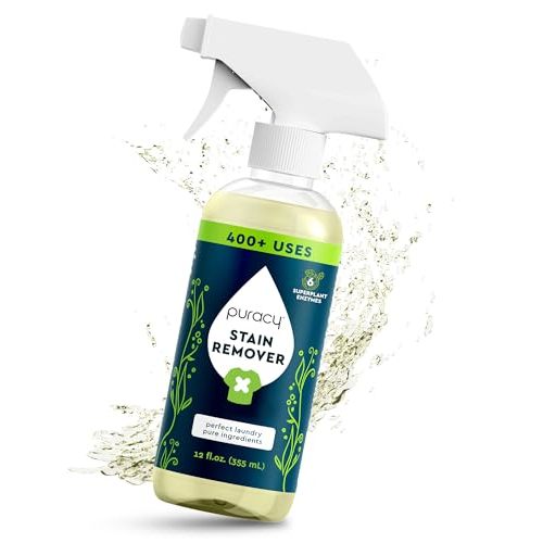 Puracy Stain Remover Spray, Natural Travel and Laundry Stain Cleaner for Clothes, Baby & Kids Stains, Oil & Fabric Spot Cleaner (Unscented, 12 oz)