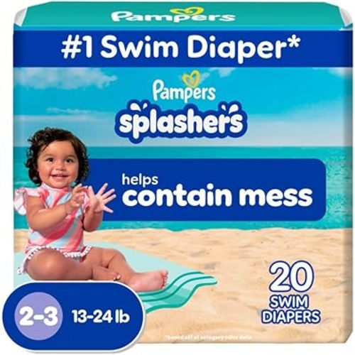 Pampers Swim Diapers - Splashers - Size S, 20 Count, Gap-Free Disposable Baby Swimming Pants