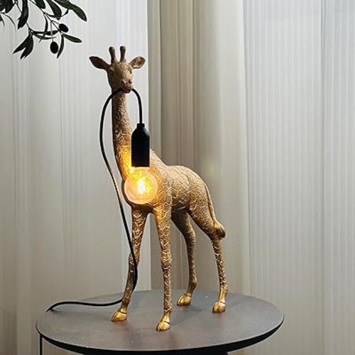 Whimsical Resin Giraffe Table Lamp H14 Giraffe Decorative Light for Bedroom, Office, Living Room (Gold H14)