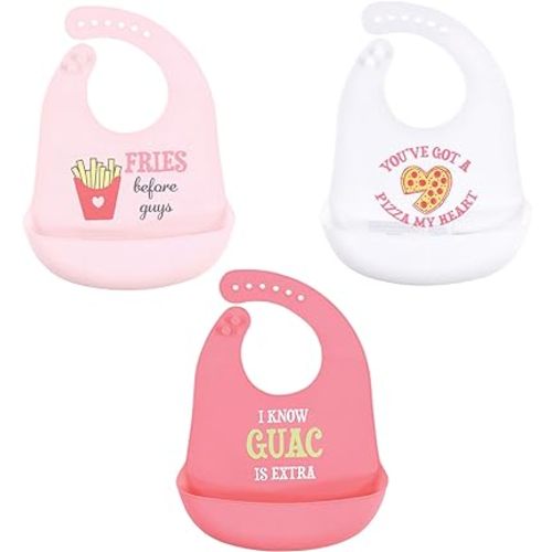 Hudson Baby Unisex Baby Silicone Bibs, Fries Before Guys, One Size