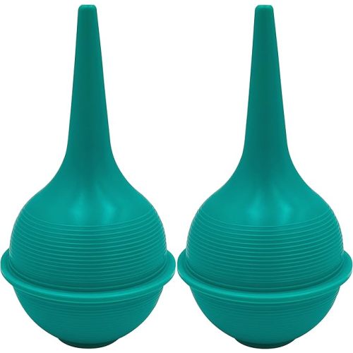 Sterile Rubber Bulb Syringe - 2 Pack, 3oz/90ml Ear Bulb Syringe For Removing Ear Wax, Baby & Adult Nasal Care, Sinus Rinse, Gentle Mucus Removal, Anti-slip Grip, Flat Bottom Design
