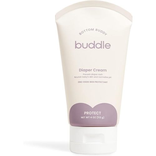 Bottom Buddy Diaper Cream, 20% Zinc Oxide Cream with Beeswax & Honey, Protects Baby Bottom Daily from Diaper Rash, Pediatrician Tested, 4 oz