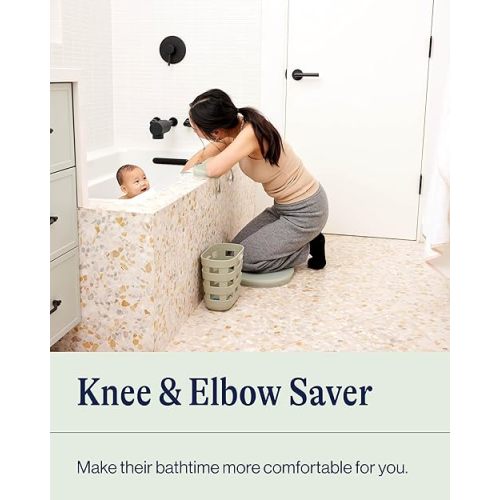 Lalo Knee & Elbow Saver - Foldable Padded Cushions for Bathtime, Quick-Dry, Suction Cups for Stability, Bath Kneeler and Elbow Rest Pad Set 17 x 11.5 in Knee Pad & 16 x 4.5 in Elbow Pad - Heather Grey