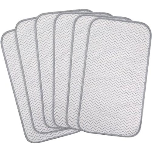 BlueSnail Ultra Soft and Anti-Slip Quilted Waterproof Changing Pad Liner 6pk (Gray+Gray)