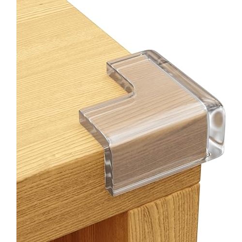 8-Pack Baby Proof Corner Protectors, Clear Furniture Safety Bumpers, Soft Rubber Foam Cushion Guards with Pre-Applied Adhesive, Child Proofing Pads for Tables, Cabinets, Desks, Glass Surfaces