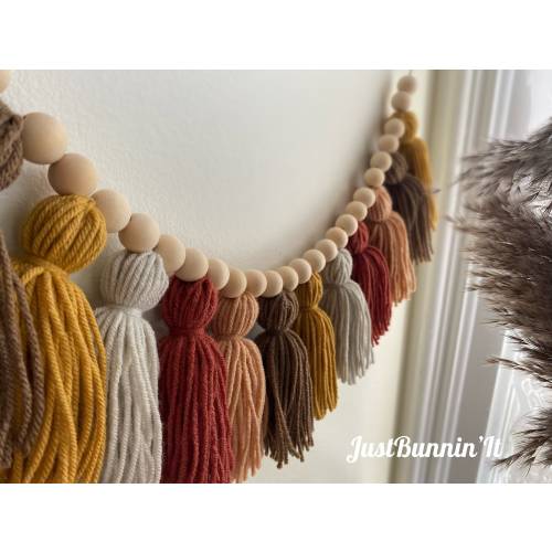 Earthy Mustard, Burnt Orange, Mushroom, Brown & Terracotta Tassel Garland Boho Nursery Decor, Neutral Nursery Decor, Boho Baby Shower Gift