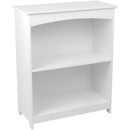 KidKraft Nantucket Children's Wooden 2-Shelf Bookcase with Wainscoting Detail - White, Gift for Ages 3+