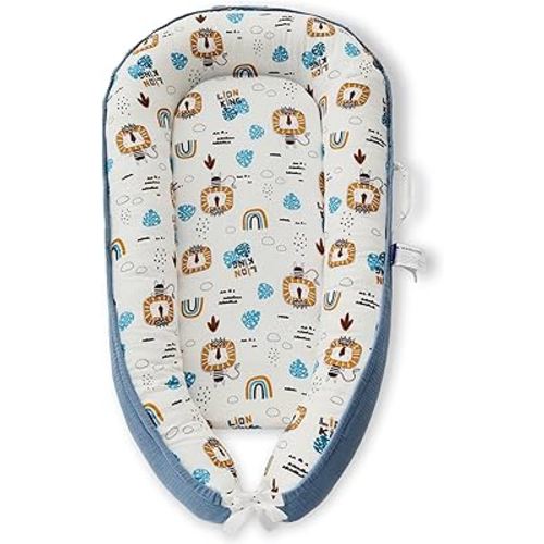 Premium Muslin Baby Lounger - Foldable, Adjustable & Breathable Infant Seat for 0-24 Months, Portable Travel Design with Mesh Liner, Soft & Cozy for Home & On-The-Go