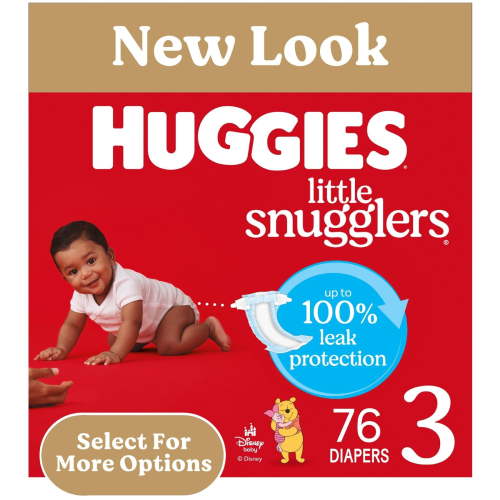 Huggies Little Snugglers Baby Diapers, Size 3 (16-28 lbs), 76 Ct (Select for More)