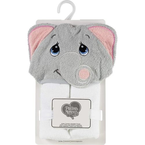 Precious Moments Tuk Elephant White/Grey Hooded Towel (199805)