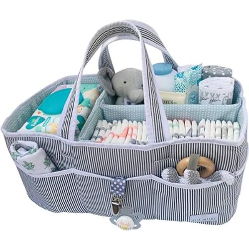 Lily Miles Baby Diaper Caddy - Large Organizer Tote Bag for Baby essentials Boy or Girl - Baby Shower Basket - Nursery Must Haves - Registry Favorites - Newborn Caddie Car Travel