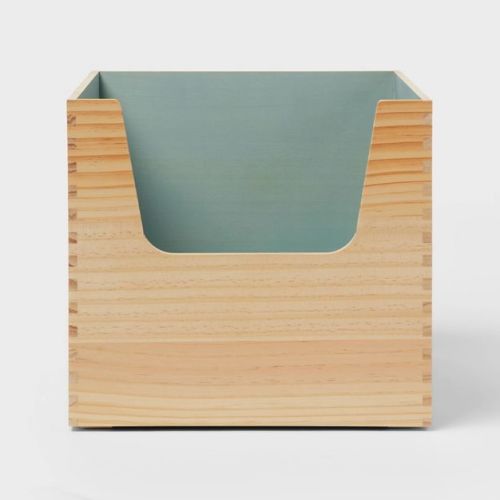 Small Stackable Kids' Wood Storage Bin Green - Pillowfort™