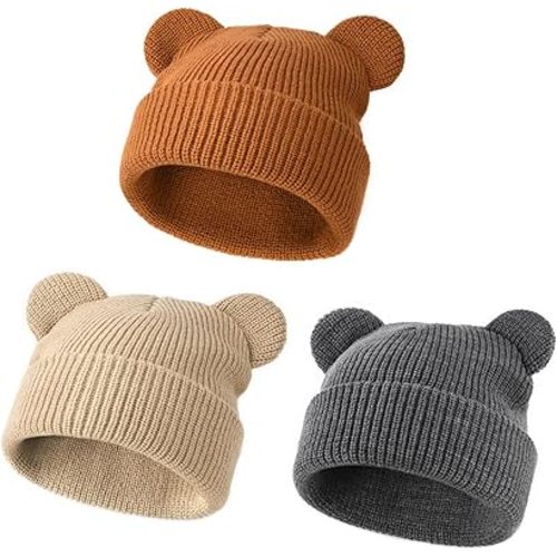 FURTALK Baby Beanie Winter Hat with Bear Ear for Infant Toddler Boys Girls Soft Knitted Skull Cap