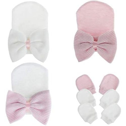 Zando Newborn Hospital Hat Toddler Beanie Baby Boy Girl Knot Headbands with Big Bows Infant Baby Nursery Caps