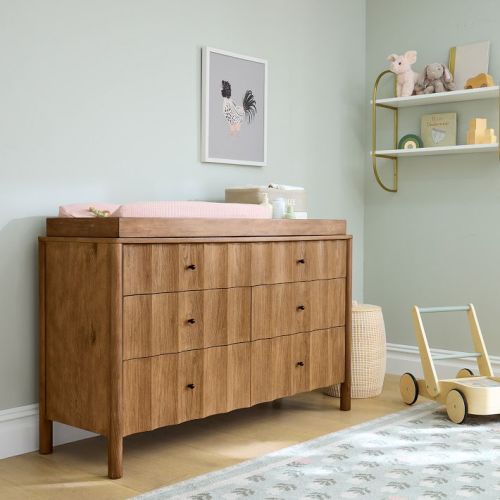 Scalloped 6-Drawer Changing Table 56" (Toasted Oak)