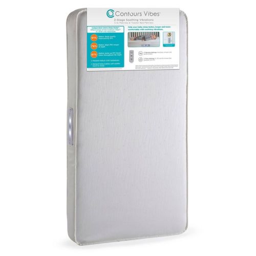 Contours Vibes 2-Stage Soothing Vibrations Crib Mattress and Toddler Mattress - White